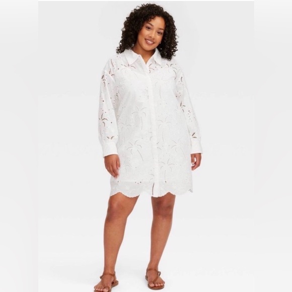 Roller Rabbit Dresses & Skirts - NWT ROLLER RABBIT x TARGET WHITE EYELET PALM TREE SHIRT/DRESS/COVER UP- SIZE XXL